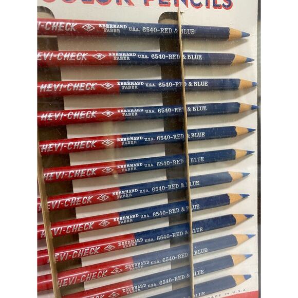 Vtg 1940's Dealers Carded Display Colored Pencil Eberhard Faber Red Blue 5¢ NOS - Picture 4 of 7
